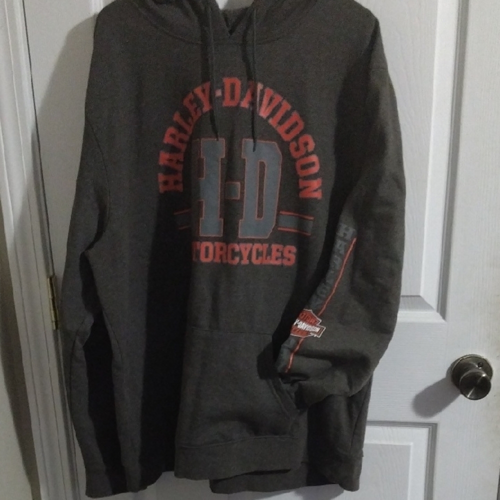 Harley-Davidson Gray and Red Sweatshirt Hoodie